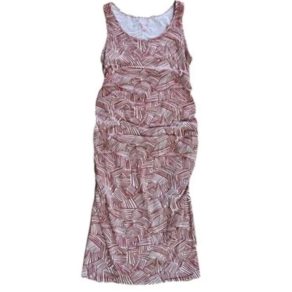NWOT Baby bump friendly Size M Isabel Maternity tank dress stretchy rust/white.